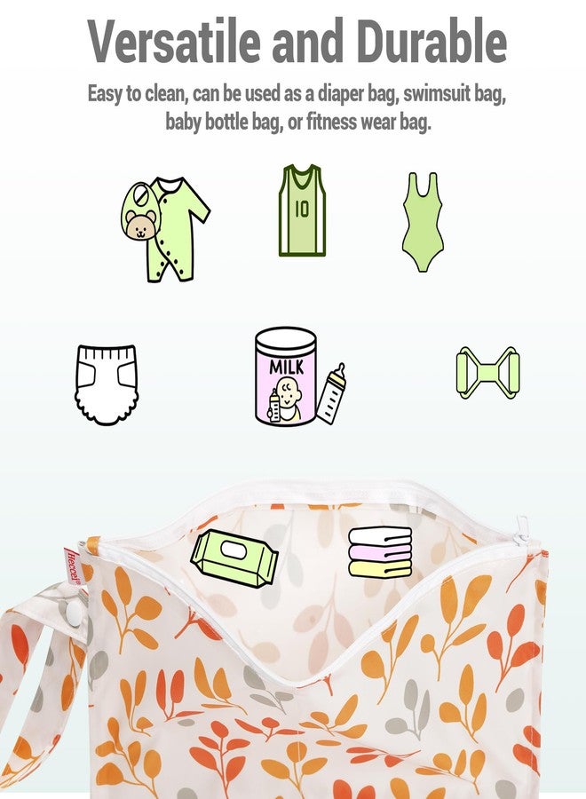 HECCEI Wet Dry Bag, 2-Pack Reusable Waterproof Wet Bags for Swimsuits & Baby Clothes, Leakproof Cloth Diaper Wet Bags for Travel & Diaper Changes (Garden Friend) - Image 2